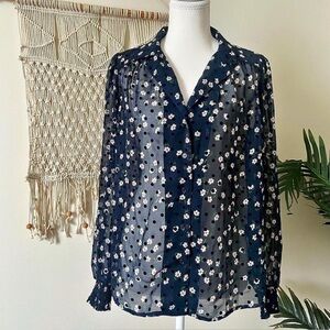 Topshop Sheer Daisy Button-Down Blouse 🌼